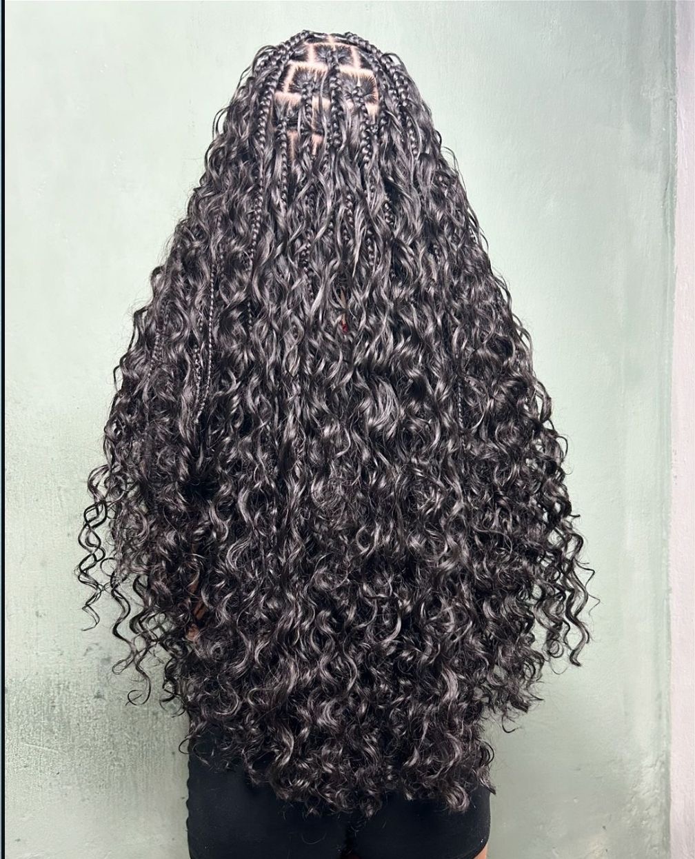 Boho knotless braids with curls
