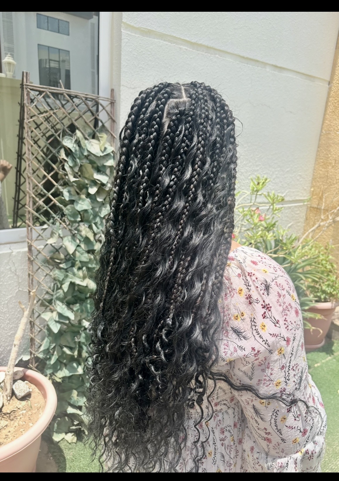 Box braids with boho curls